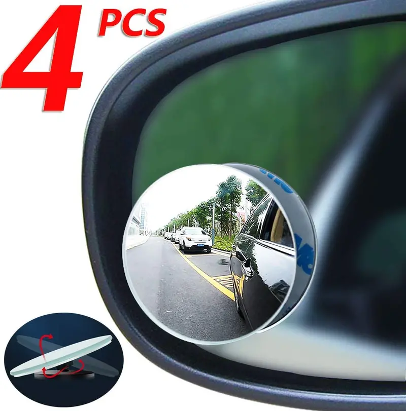 Car Blind Spot Mirror 2Pcs, Fan-Shaped Frameless High-Definition Glass Convex Rearview Mirror, 360° Swing Adjustment, Suitable For All Cars, Off-Road Vehicles And Trucks 1