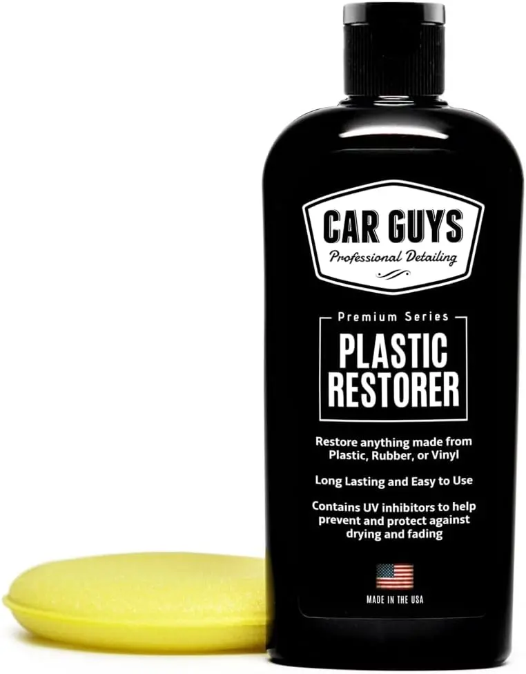 Car Guys Plastic Restorer | Bring Plastic, Rubber, And Vinyl Back To Life! | User Friendly Trim Restorer | Safe Auto Detailing Supplies | 8 Oz Kit With Foam Applicator 1