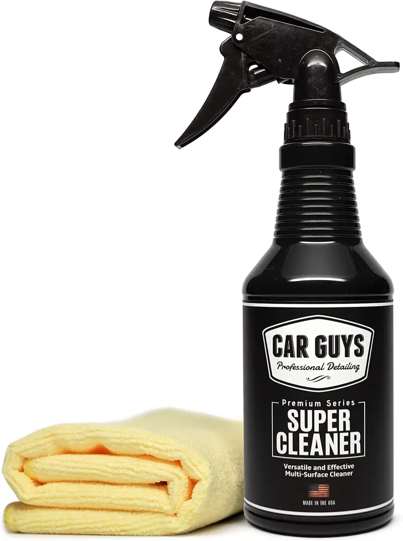 Car Guys Super Cleaner | Effective Car Interior Cleaner | Leather Car Seat Cleaner | Stain Remover For Carpet, Upholstery, Fabric, And Much More! | 18 Oz Kit With Microfiber Towel 1