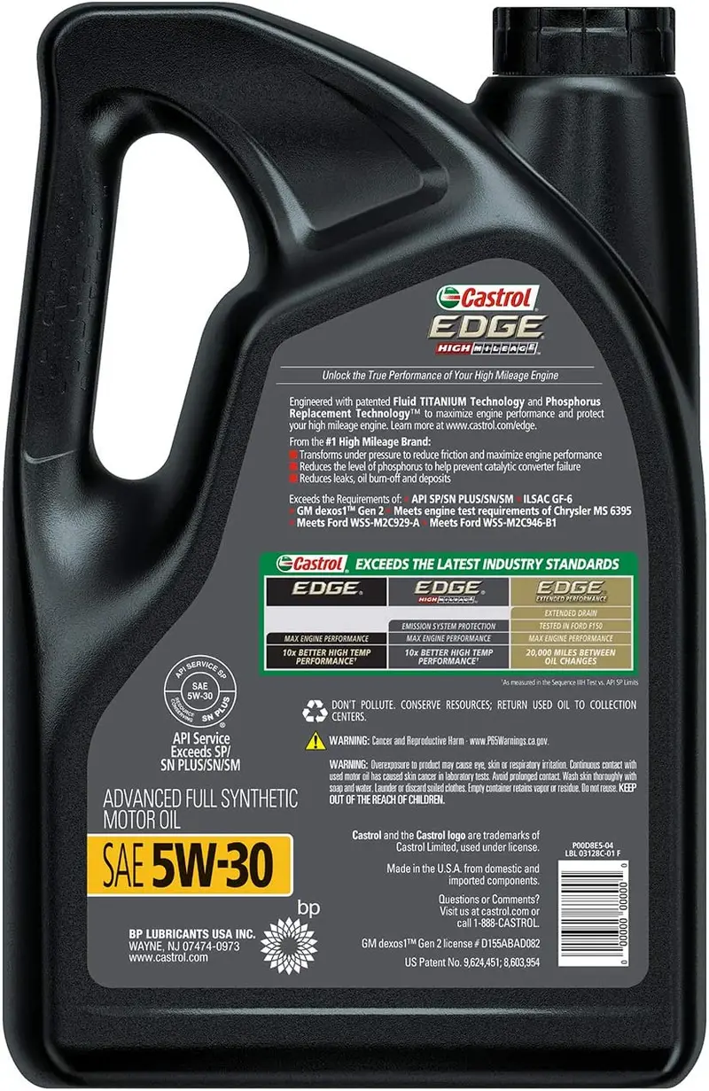 Castrol 03084C Edge 5W-30 Advanced Full Synthetic Motor Oil, 5 Quart 13