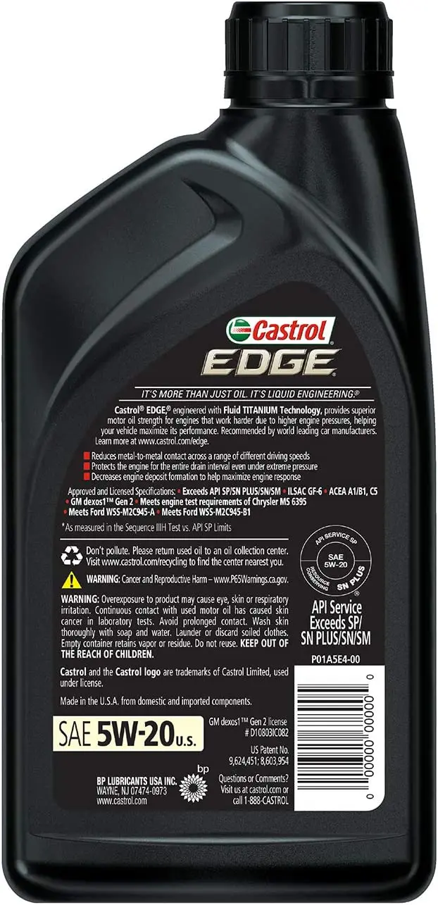 Castrol 03084C Edge 5W-30 Advanced Full Synthetic Motor Oil, 5 Quart 33