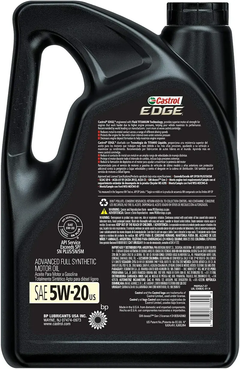 Castrol 03084C Edge 5W-30 Advanced Full Synthetic Motor Oil, 5 Quart 36