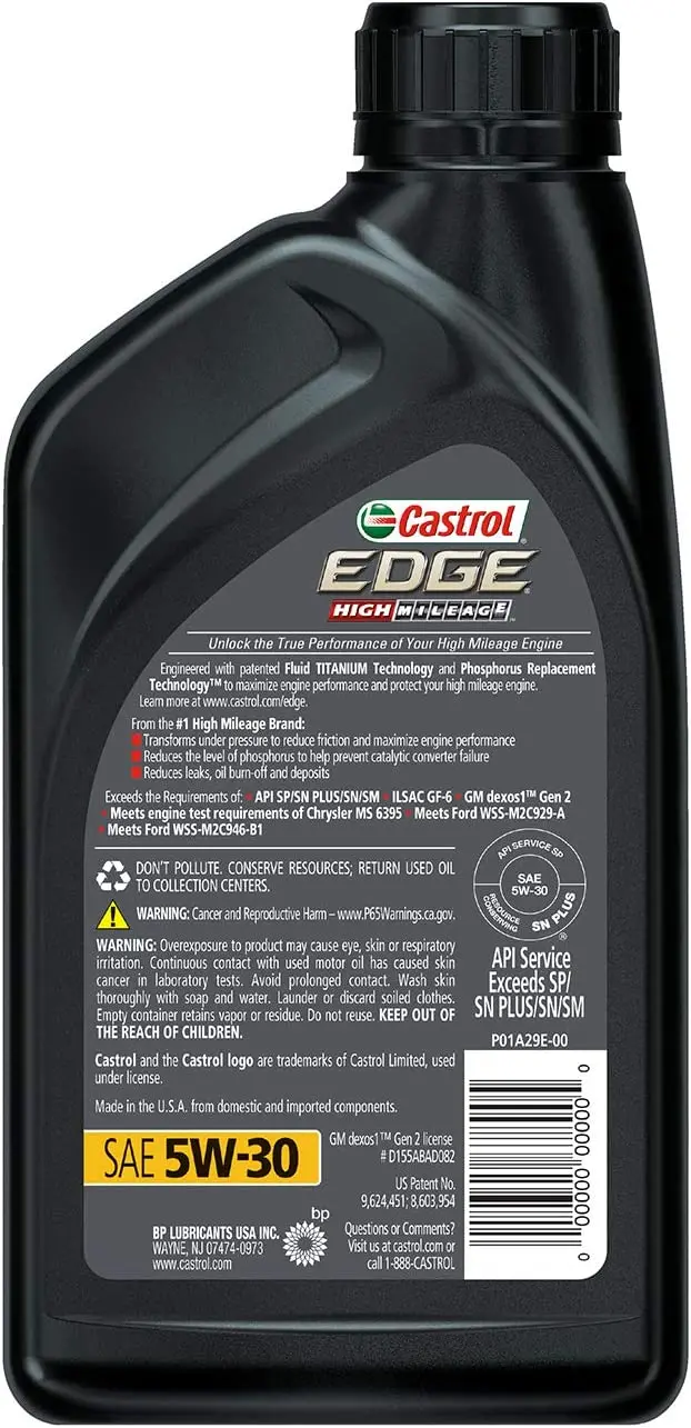 Castrol 03084C Edge 5W-30 Advanced Full Synthetic Motor Oil, 5 Quart 49