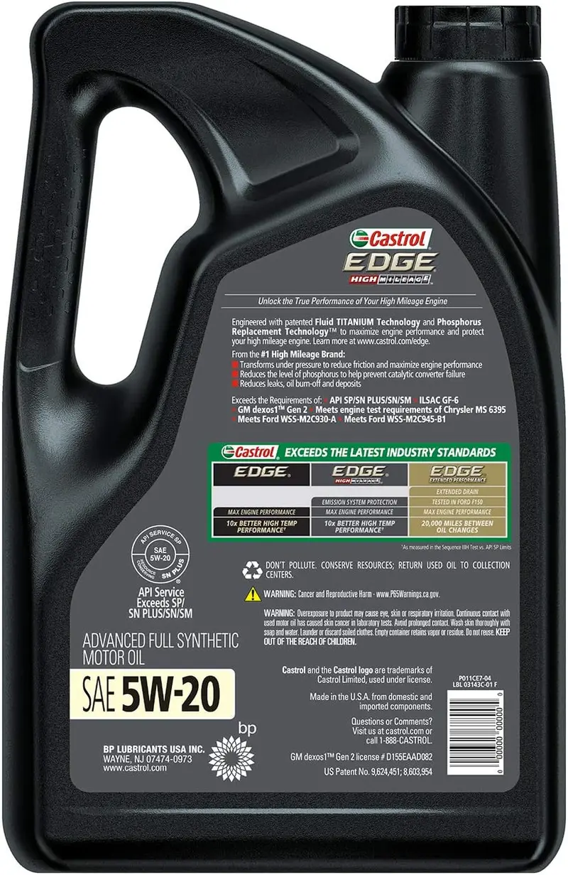 Castrol 03084C Edge 5W-30 Advanced Full Synthetic Motor Oil, 5 Quart 67