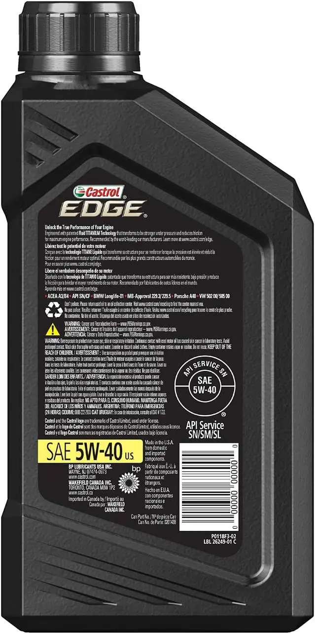 Castrol 03084C Edge 5W-30 Advanced Full Synthetic Motor Oil, 5 Quart 73