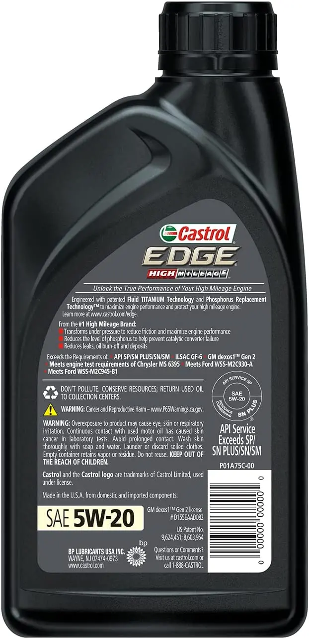 Castrol 03084C Edge 5W-30 Advanced Full Synthetic Motor Oil, 5 Quart 75