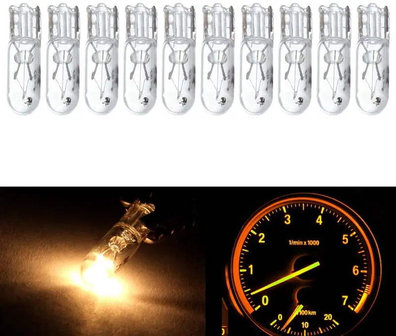 Cciyu 10 Pcs T5 17 86 206 White Halogen Light Bulb Instrument Cluster Gauge Dash Lamp 12V 1