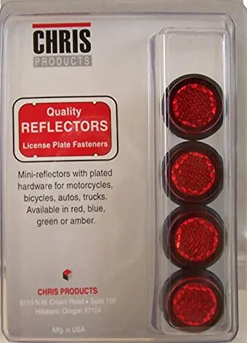 Chris Products Ch4r Red Motorcycle Mini License Plate Reflector, 4 Pack 4