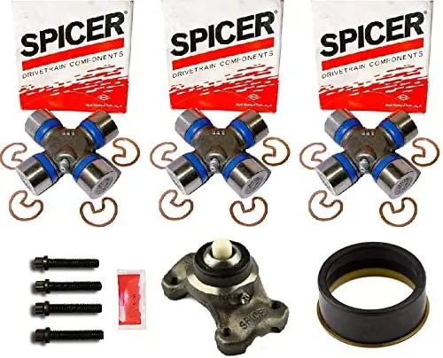 Complete 1310 Cv Double Cardan Driveshaft Rebuild Kit - (3) 5-153X U-Joints, Cv Slinger, 211355X Cv Socket Yoke Assembly, (4) Cv Bolts, Packet Of Red Threadlocker 1