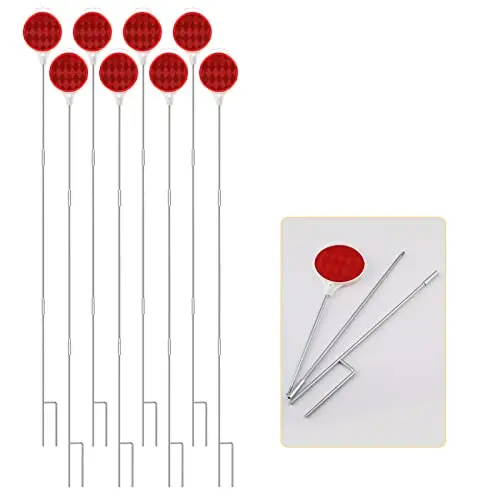 Czc Auto Red Reflective Driveway Markers 37.5-Inch Double Sided Metal Post Driveway Reflectors For Easy Visibility At Night Or Any Weather 8 Pack 1