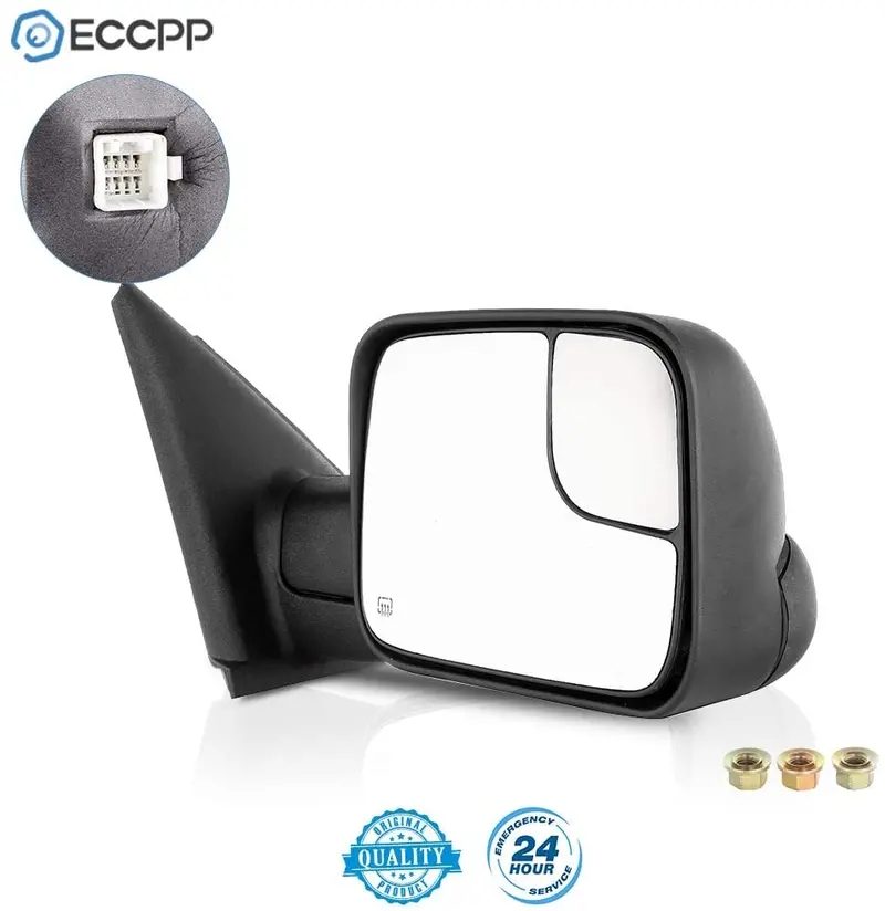 Eccpp Towing Mirror High Performance Right Passenger Side Exterior Automotive Mirror With Power Operation Heated Flip Up Convex Glass Replacement Fit For Dodge Ram 1500 2002-2008 1