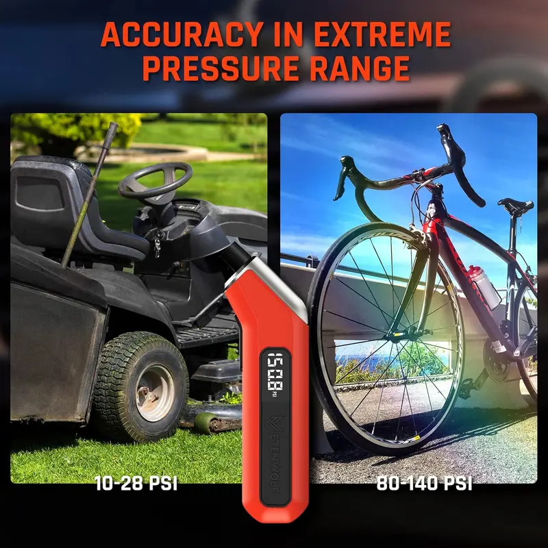 Etenwolf T300 Digital Tire Pressure Gauge 3-200 Psi, Industrial Tire Gauge Calibrated To Ansi B40.7 Grade 2A(Plus-Minus 0.5%), Replaceable Aaa Batteries (Vivid Orange) 2