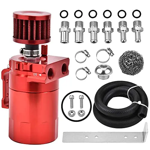 Evil Energy Baffled Oil Catch Can,Oil Separator Catch Can With Breather Filter 300Ml Universal Aluminum 1
