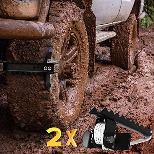 Ezunstuck Tire Anti-Skid Tool - Rwd/Awd/4X4 Suv, Trucks, Pickup – Ez-D02ml Ultimate Get Unstuck Solution For Mud, Sand, Snow, Off-Road - Better Than Traction Mat, Recovery Tow Strap(Medium/Set Of 2) 1