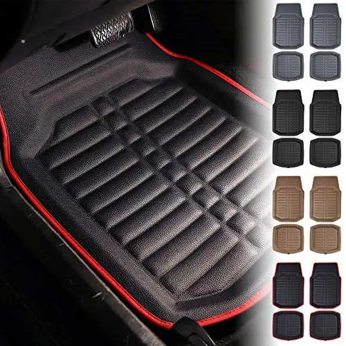Fh Group Tray Style Car Mats F14409redblack Deep Tray All Weather Floor Mats, 4 Piece 1