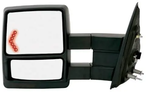 Fit System Driver Side Towing Mirror For Ford F150 Extendable, Led Arrow Turn Signal & Puddle Lamp, Textured Black, Foldaway, Heated Power (Driver Side (Lh)) 1