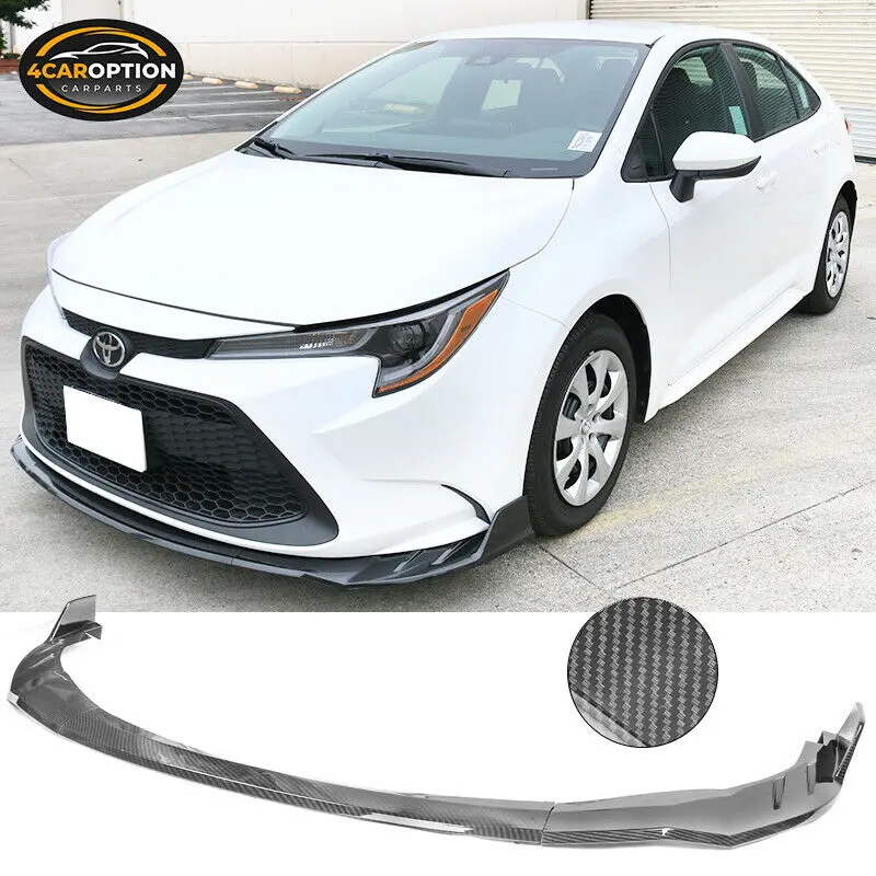 Fits 20-21 Toyota Corolla Le Front Bumper Lip Spoiler Carbon Fiber Print 1
