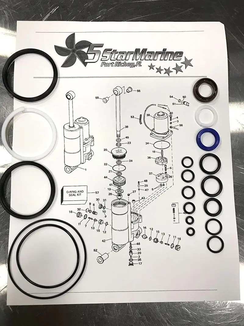 Fivestar Marine Rebuild Kit!! Evinrude Johnson Trim Tilt 25 35 40 48 50 Hp 1989-2004 435567 435894 435903 0435567 Fsm013 1