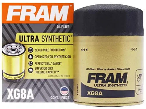 Fram Filtro De Aceite De Repuesto Ultra Sintético Para Automóviles, Diseñado Para Cambios De Aceite Sintético Que Duran Hasta 20 K Millas, Xg8a Con Suregrip (Paquete De 1) 1
