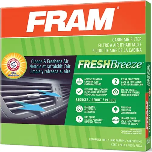 Fram Fresh Breeze Cabin Air Filter, Cf12283 With Arm & Hammer Baking Soda | Pack Of 1 | 9.86 X 8.22 X 0.79 Inches 1