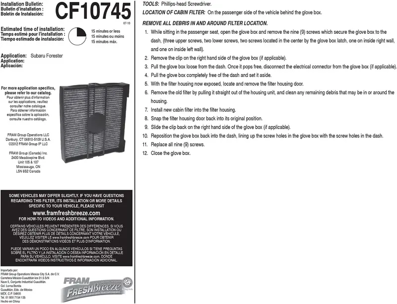 Fram Fresh Breeze Cabin Air Filter With Arm & Hammer Baking Soda, Cf12160 For Hyundai/Kia Vehicles 82