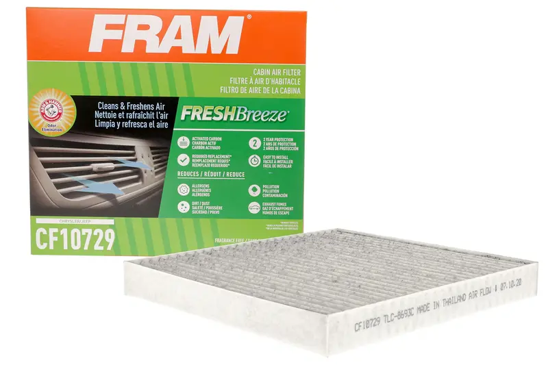 Fram Fresh Breeze - Filtro De Aire De Cabina Con Bicarbonato De Sodio Arm & Hammer, Cf10729 Para Vehículos Seleccionados Chrysler, Dodge Y Jeep 1