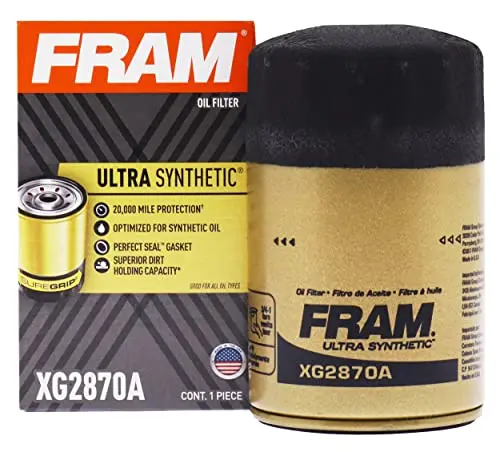 Fram Ultra Synthetic Automotive Replacement Oil Filter, Designed For Synthetic Oil Changes Lasting Up To 20K Miles, Xg2870a With Suregrip (Pack Of 1) 1