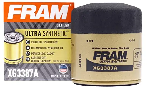 Fram Ultra Synthetic Automotive Replacement Oil Filter, Designed For Synthetic Oil Changes Lasting Up To 20K Miles, Xg3387a With Suregrip (Pack Of 1) 1