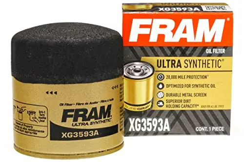 Fram Ultra Synthetic Automotive Replacement Oil Filter, Designed For Synthetic Oil Changes Lasting Up To 20K Miles, Xg3593a With Suregrip (Pack Of 1) 1