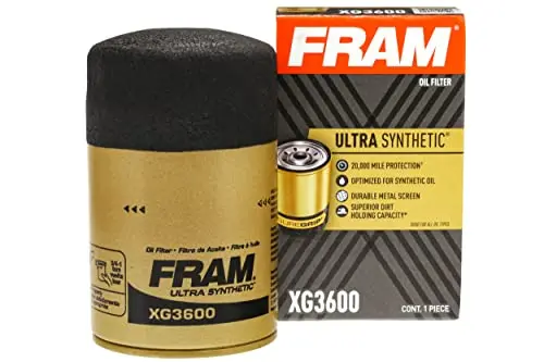 Fram Ultra Synthetic Automotive Replacement Oil Filter, Designed For Synthetic Oil Changes Lasting Up To 20K Miles, Xg3600 With Suregrip (Pack Of 1) 1