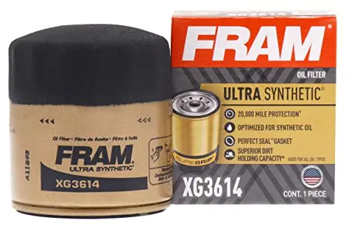 Fram Ultra Synthetic Automotive Replacement Oil Filter, Designed For Synthetic Oil Changes Lasting Up To 20K Miles, Xg3614 With Suregrip (Pack Of 1) 1