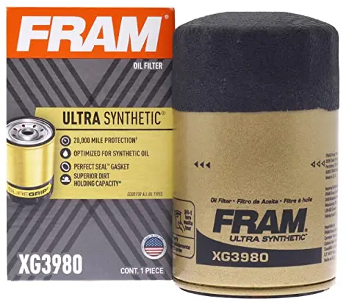 Fram Ultra Synthetic Automotive Replacement Oil Filter, Designed For Synthetic Oil Changes Lasting Up To 20K Miles, Xg3980 With Suregrip (Pack Of 1) 1