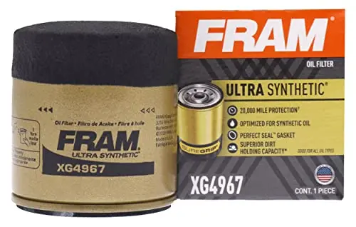 Fram Ultra Synthetic Automotive Replacement Oil Filter, Designed For Synthetic Oil Changes Lasting Up To 20K Miles, Xg4967 With Suregrip (Pack Of 1) 1