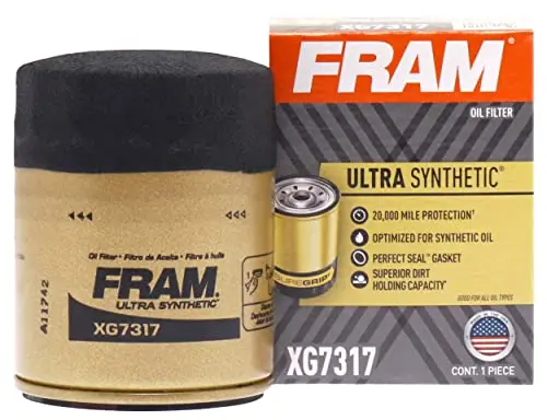 Fram Ultra Synthetic Automotive Replacement Oil Filter, Designed For Synthetic Oil Changes Lasting Up To 20K Miles, Xg7317 With Suregrip (Pack Of 1) 1