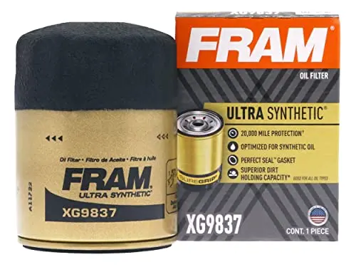 Fram Ultra Synthetic Automotive Replacement Oil Filter, Designed For Synthetic Oil Changes Lasting Up To 20K Miles, Xg9837 With Suregrip (Pack Of 1) 1
