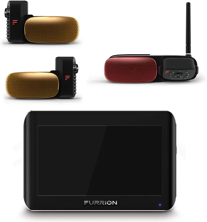 Furrion Vision S 7 Inch Monitor, 3 Camera Wireless Rv Backup System With Ir Night Vision And Wide Viewing Angles: 1 Rear Markerlight Camera, And 2 Side Running Light Cameras - Fos07taed 1