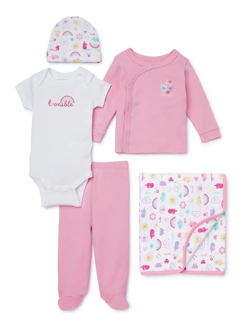 Garanimals Newborn Baby Girl Clothes Baby Shower Gift Set, 5-Piece 1