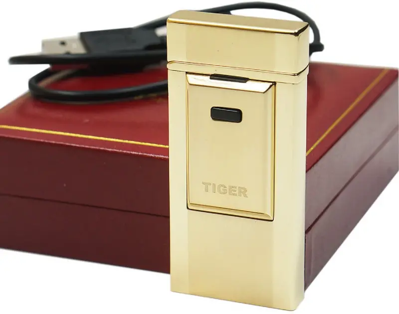 Gold Electric Arc Metal Cigarette Usb Lighter Rechargeable - One Lighter W/Random Color And Design 1