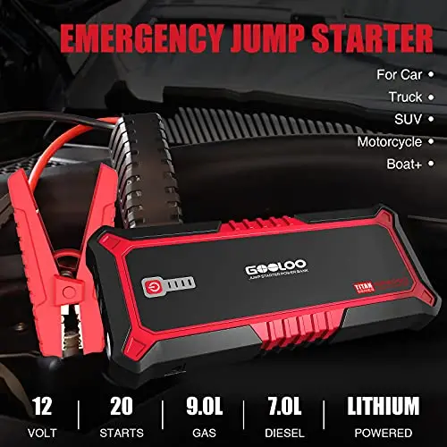 Gooloo 2000A Peak Supersafe Car Jump Starter For Up To 9L Gas Or 7L Diesel Engine With Usb Quick Charge, Type-C Port, 12V Auto Portable Lithium Battery Booster Power Pack 2