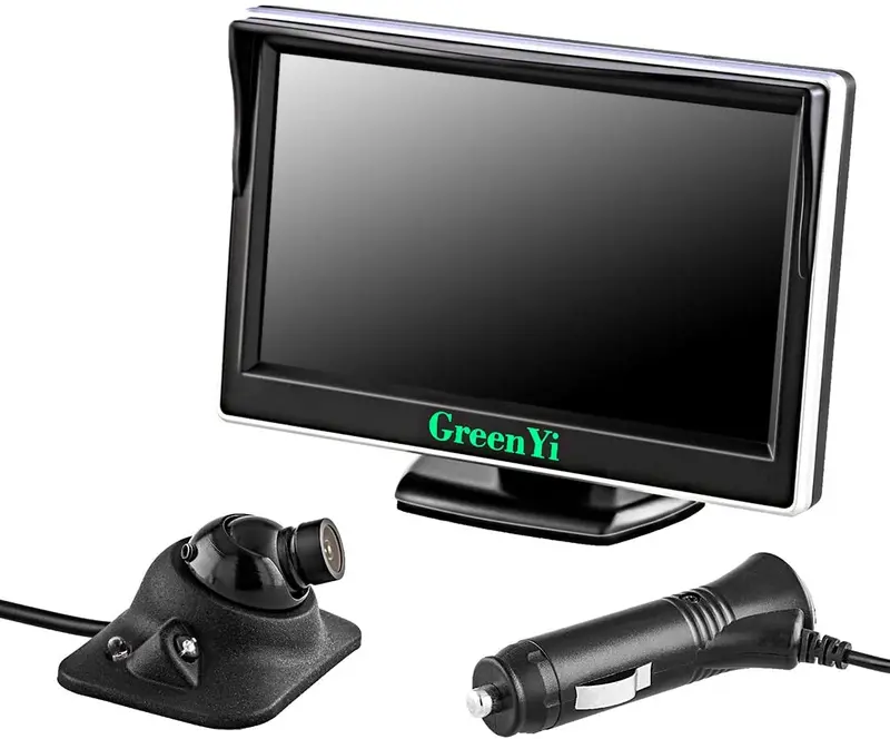 Greenyi-56 Integrated Car Wired Blind Spot Camera Monitor System, Ir Led Side View Camera Kit + 5" Hd 800X480 Tft Lcd Color Display, Powered By Cigarette Lighter 1