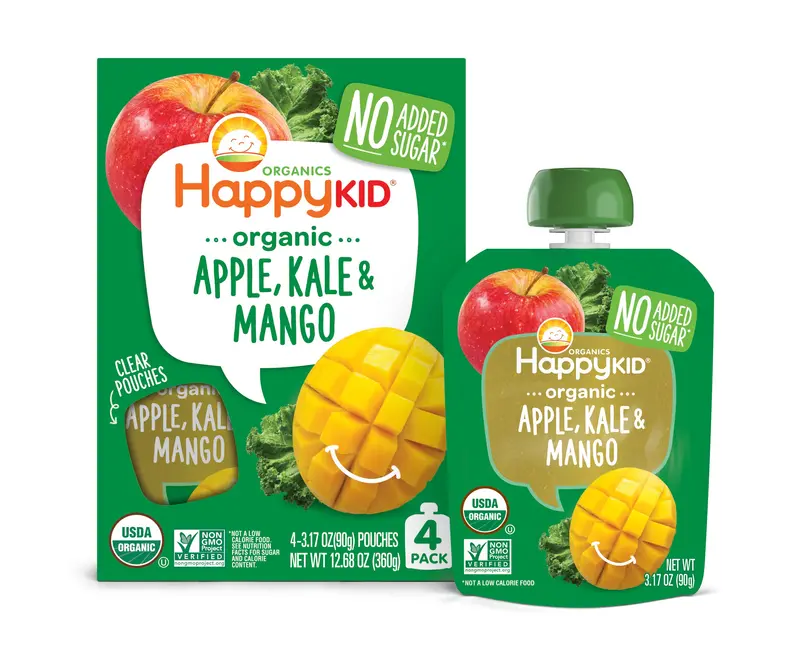 Happy Kid Organics Apple, Kale & Mango Pouch, 3.17Oz, 4 Count 1