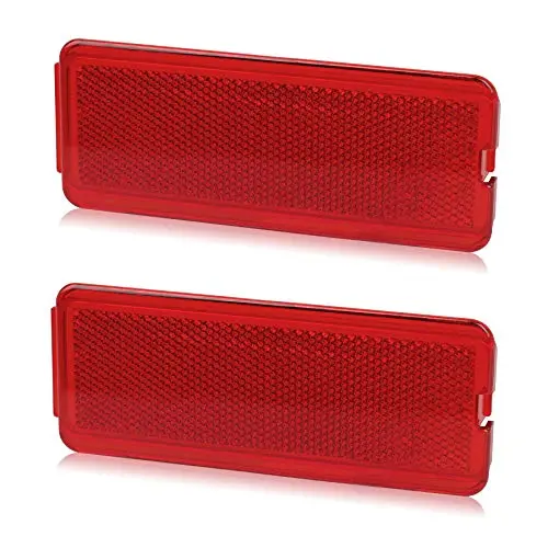 Hercoo Premium Interior Door Reflectors Red Front & Rear Reflector Light Cover Compatible With Ford Excursion 2000-2005, F250 F350 F450 F550 Super Duty 1999-2007, Pack Of 2 1