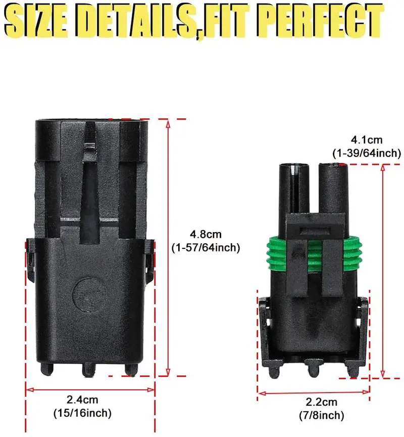 Hifrom 10 Kit (2+3+4 Pin Way) Waterproof Electrical Connector 1.5Mm Series Terminals Heat Shrink Quick Locking Wire Harness Sockets 20-14 Awg 1