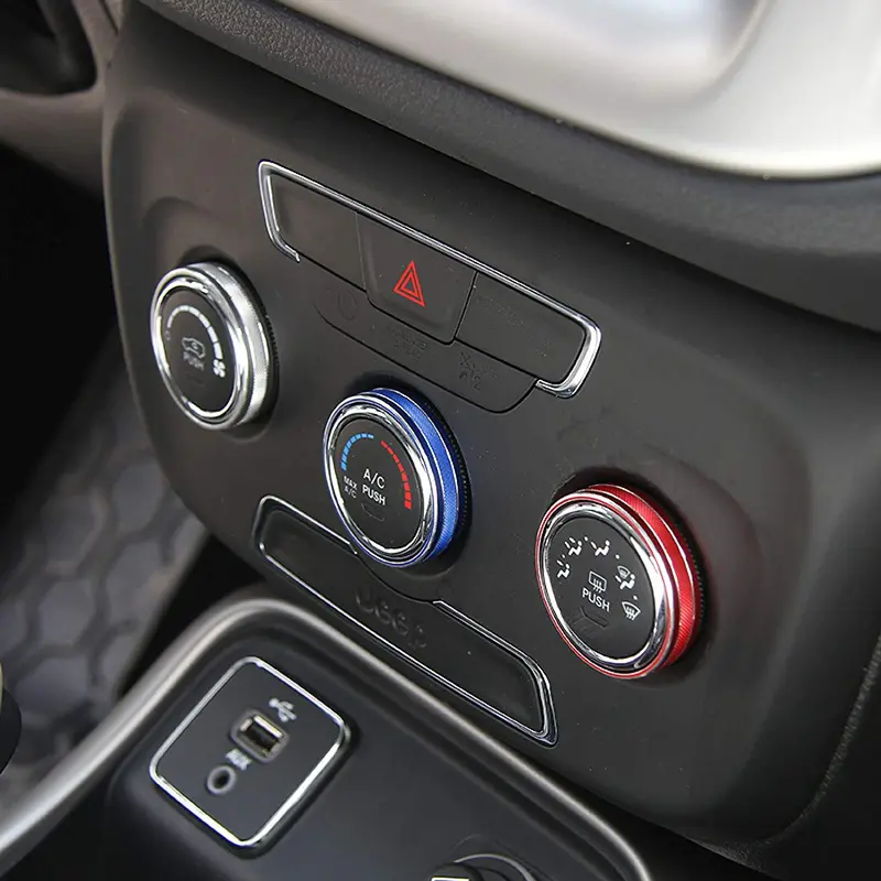 Hkpkyk For Jeep Compass Manual Type 2017, Car Interior Accessories Air Conditioner Swtich Button Decoration Ring 2