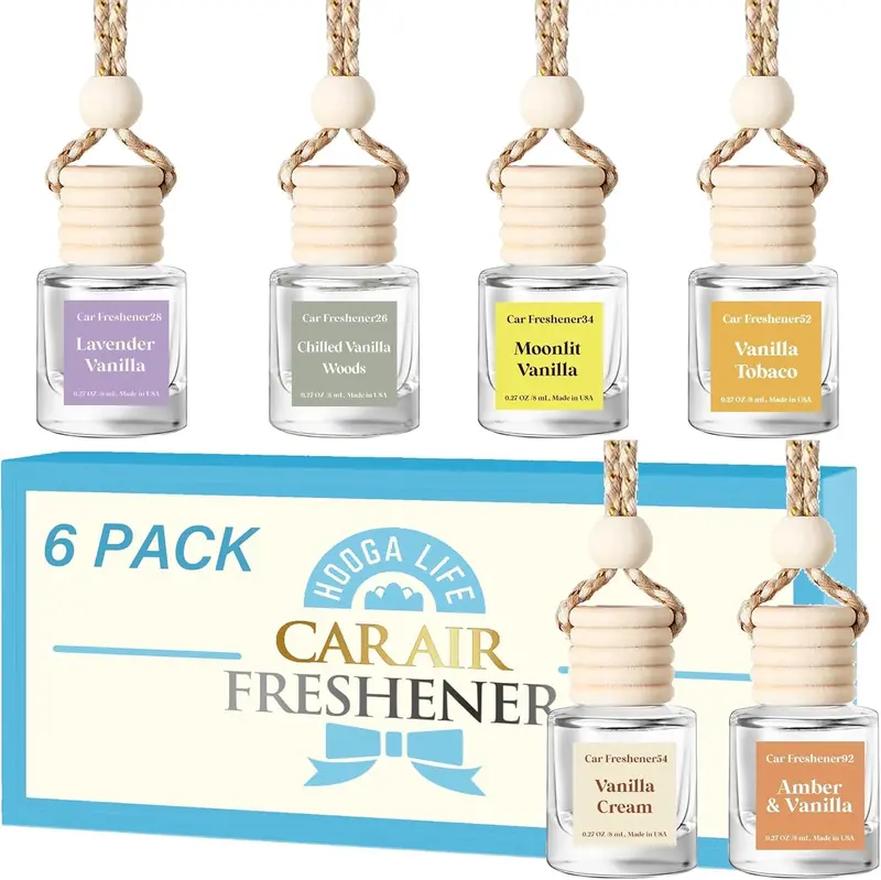 Hoogalife Car Air Freshener Diffuser 2 Pack Hanging Air Freshener Diffuser - Vanilla Cream Fragrance Oil Air D Iffuser For Car, 45+ Days Long Lasting Fragrance Made In Usa C Ar Air Fresheners 1
