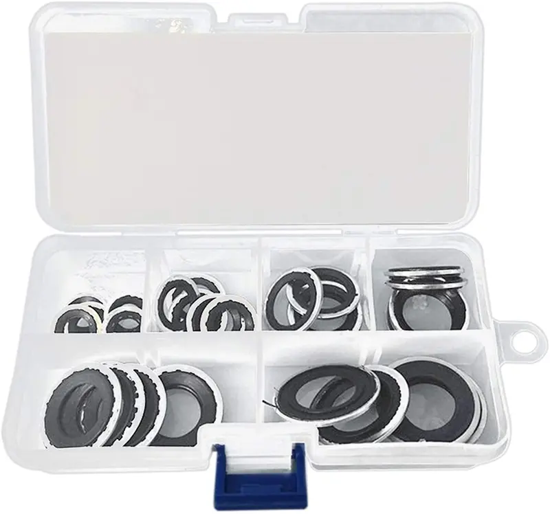 Iinger Air Conditioner Pump Washer 30Pcs A/C Compressor Sealing Gasket Washer Set O Ring Assortment Repair Tool (Color : Black) (Black) 1