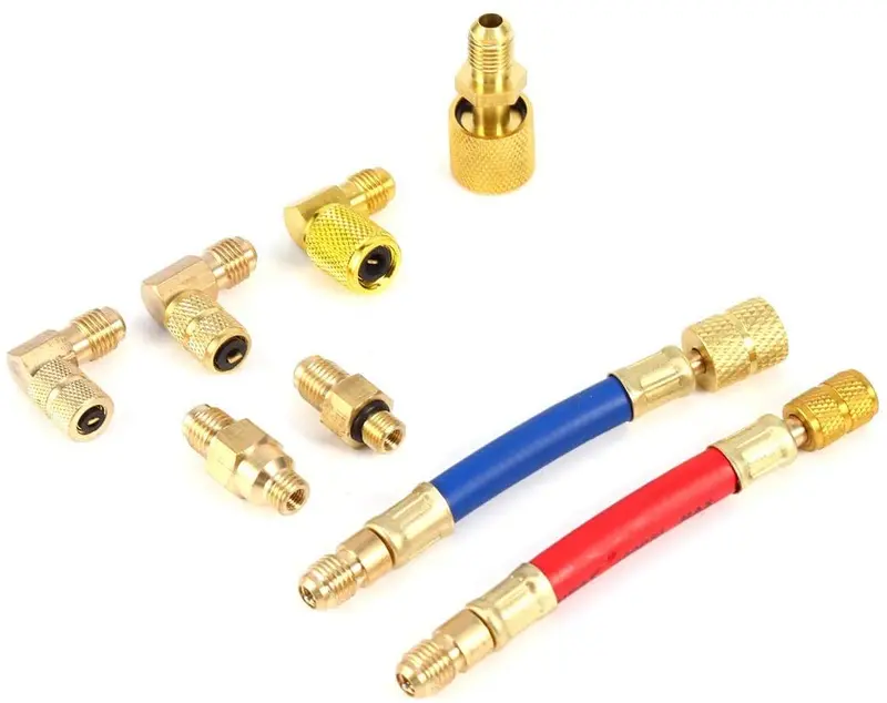Iinger Multifunctional R134a R12 Car A/C Air Conditioner Refrigeration Converting Adapter Connector Hose Set Kit Metal Material 1
