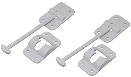 Jsp Manufacturing White Plastic 6” T-Style Entry Door Catch Latch Holder For Rv Camper Trailer Cargo Hatch Assembly Kit (2) (2) 1