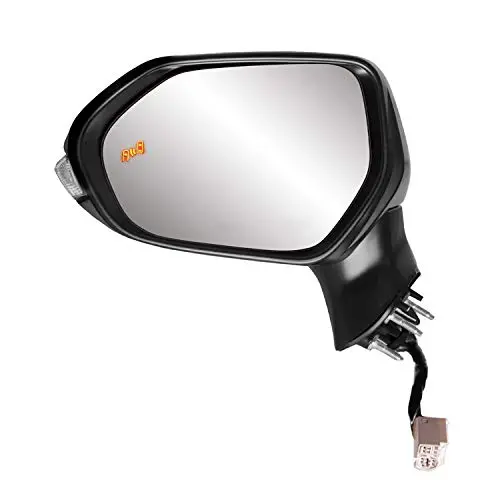 K Source Driver Side Mirror For Toyota Corolla, Textured Black W/Ptm Cover, Foldaway, Heated Power With Turn Signal, Bsds (70748T) 1
