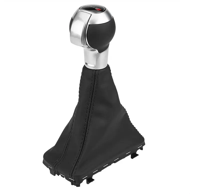Keenso Car Gear Shift Stick Knob Gearstick Gaiter Boot Kit - Gear Shift Knob And Car Shift Knob Cover Black Leather For Audi A3 10-12 1